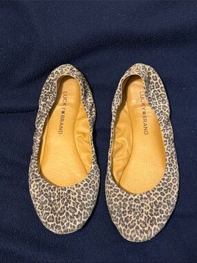 Lucky Brand Leopard-Print Ballet Flats in Tan and Black